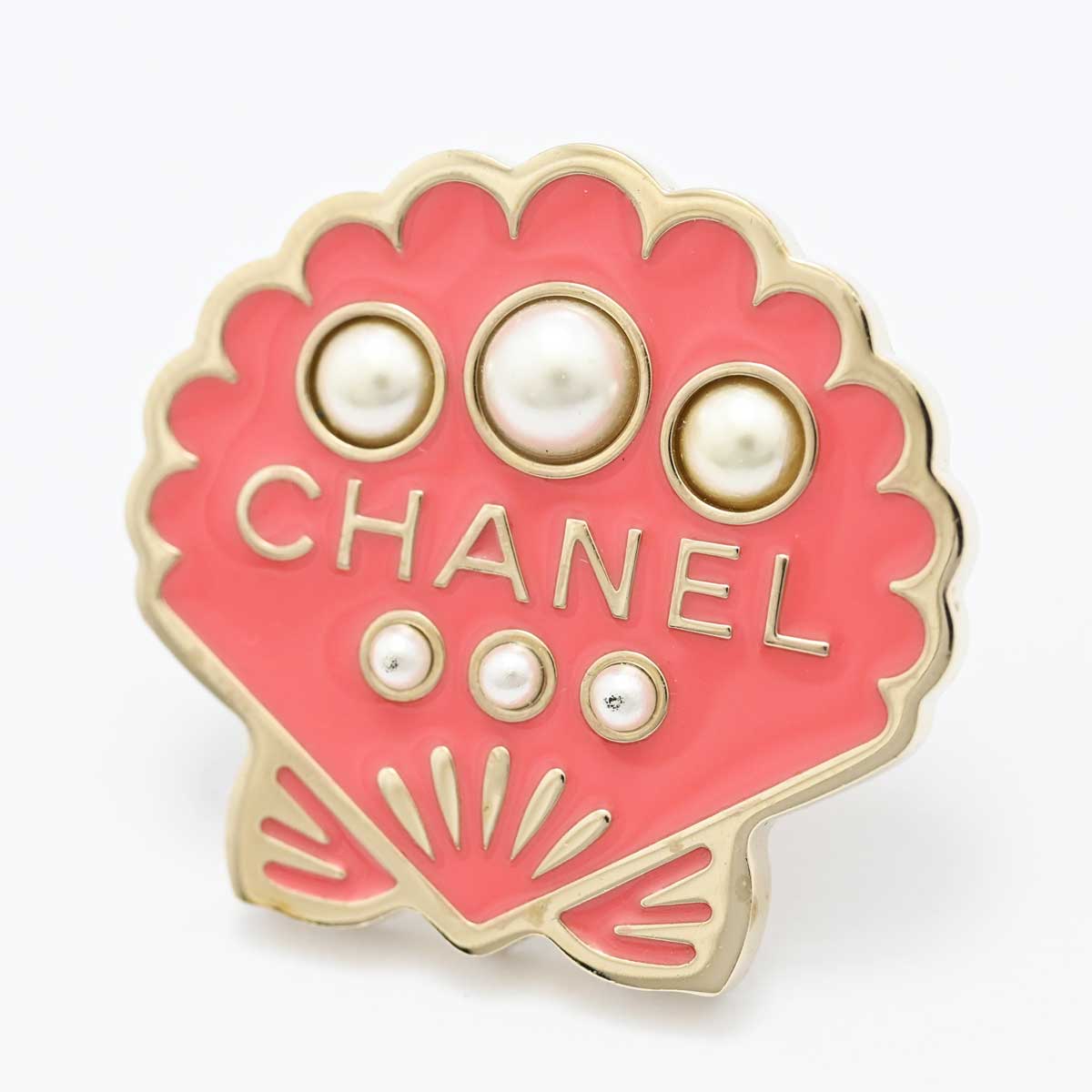 シャネル CHANEL 貝殻モチーフ ピンクブローチ フェイクパール B17C