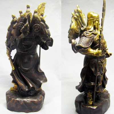 銅製 関羽像 中 28cm 【送料無料】（沖縄1000円） ｜ 銅,銅像,三国志