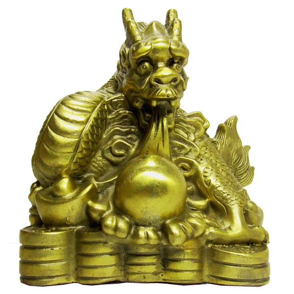 銅製噴水龍置物金色【送料無料】（沖縄700円） ｜ 開運,風水,お香立て