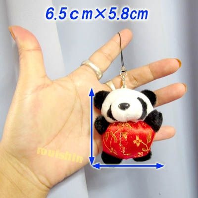 サテン服 パンダ ぬいぐるみ ストラップ 【KP】｜ぱんだ,グッズ,風水