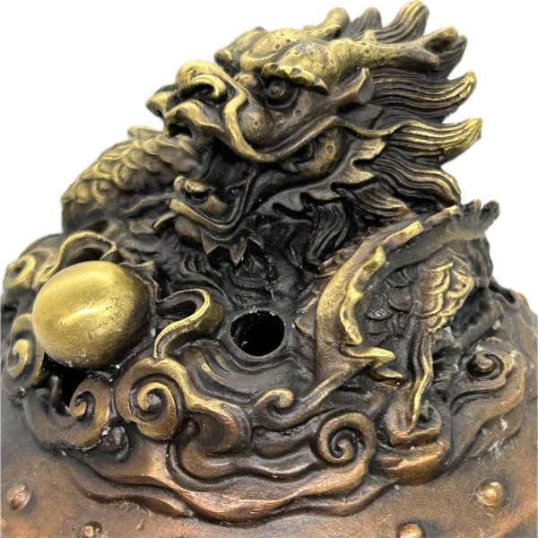 銅製龍香炉 九転乾坤銅色【小】 取っ手付き【送料無料】（沖縄700円