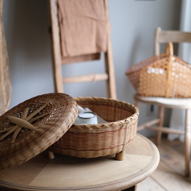 蓋付き竹籠｜古雑貨,籠 バスケット｜古家具・アンティーク家具 R-select