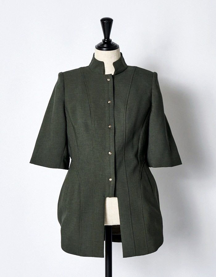 Stand Collar Jacket / khaki | OUTERS,JACKET | RUMCHE OFFICIAL