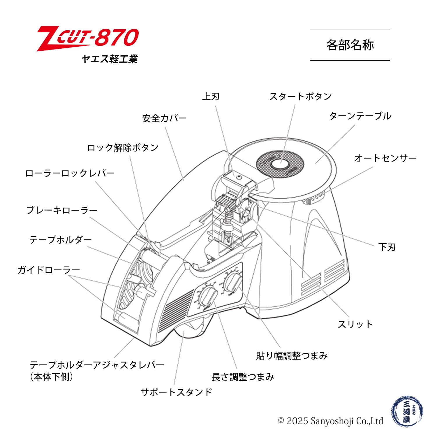 ヤエス軽工業 テープディスペンサー Z CUT-870 ターンテーブル式