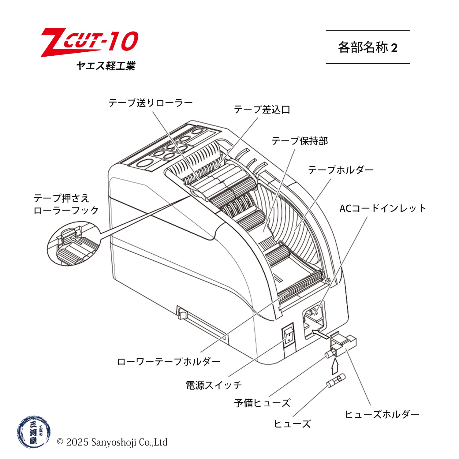 ヤエス軽工業 テープディスペンサー Z CUT-10 先端折り曲げ機能付き