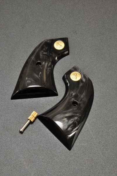 Carom グリップ タナカ SAA 2nd用 ブラックパール メダリオン付き