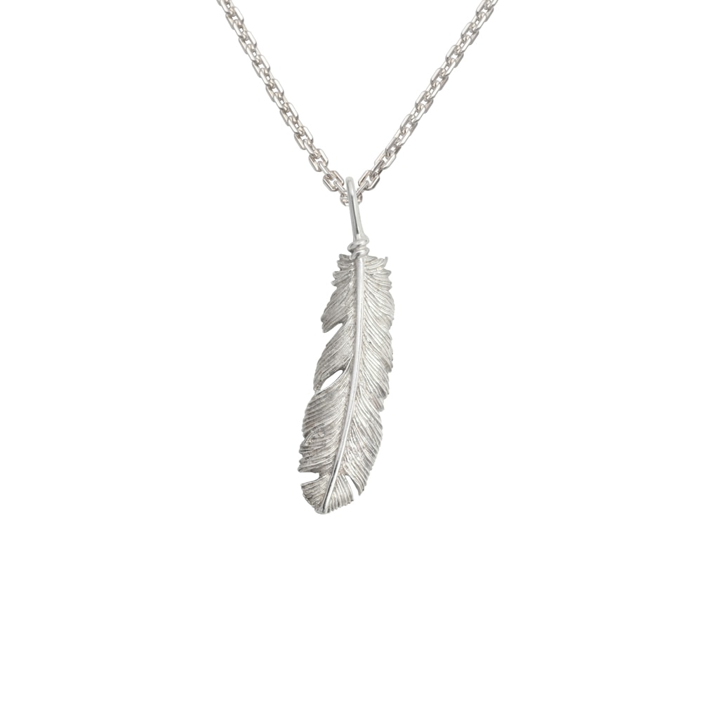 フェザー（右向き） シルバー925 ロジウムコーティング ペンダント