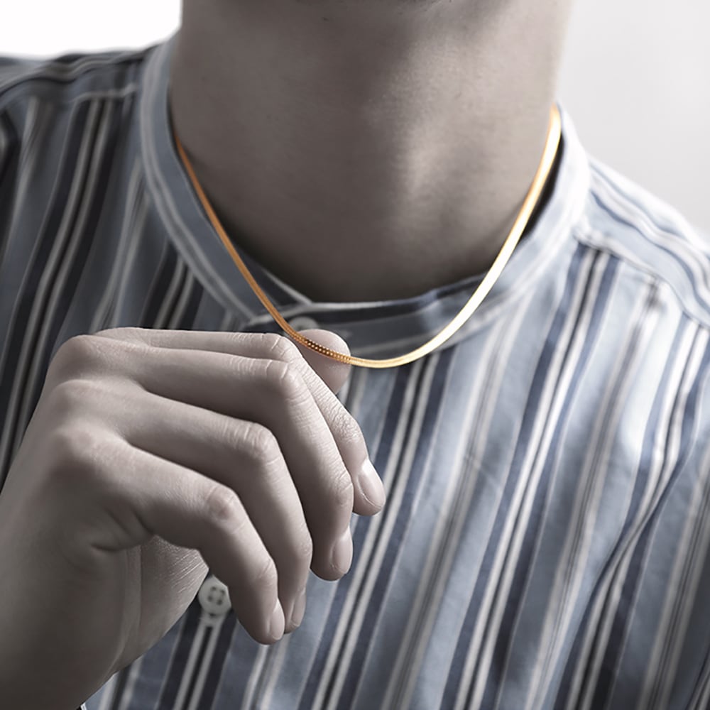 スネーク フラット シルバー925製 K24（24金）ゴールドプレート