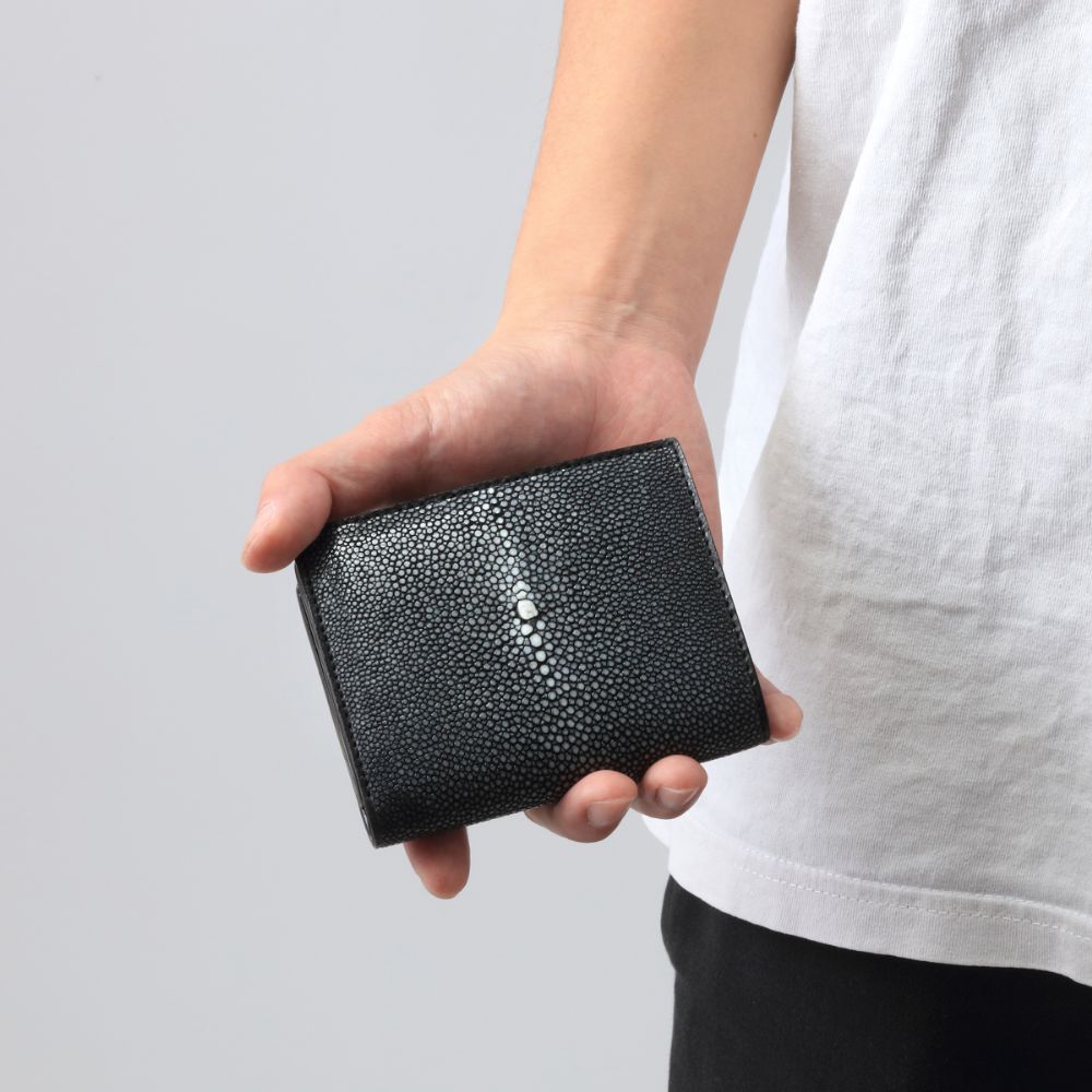 エイ革/スティングレイレザー コンパクトショートウォレット/革財布