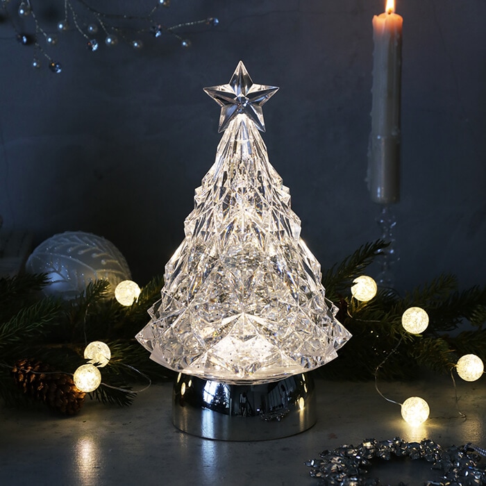 グリッターLEDライトツリーシルバー23cm