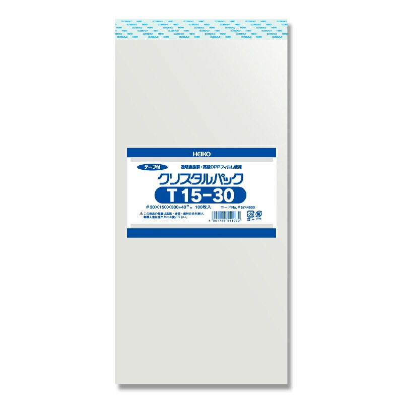 透明 OPP袋 クリスタルパック テープ付 T15－30（150