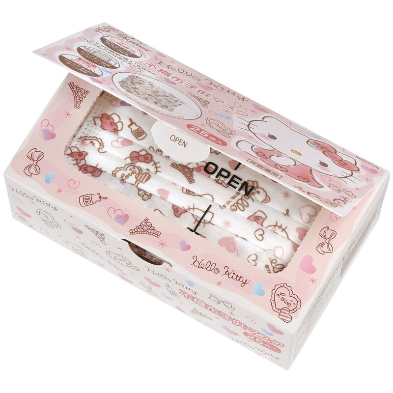 子供プリーツマスク 25枚入り ハローキティ／MSKP25_4973307626333