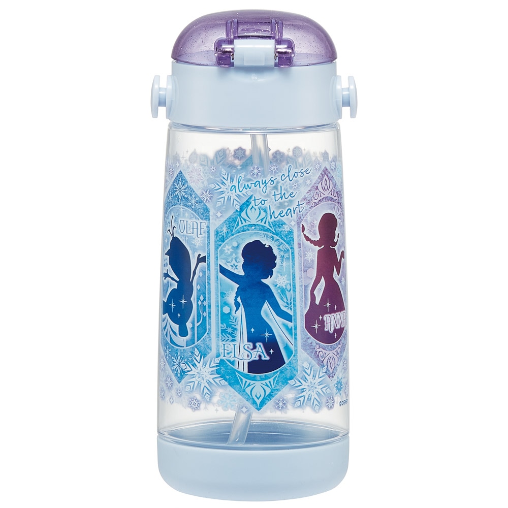ワンプッシュ式ストロー水筒 プラスチック製 480ml アナと雪の女王25