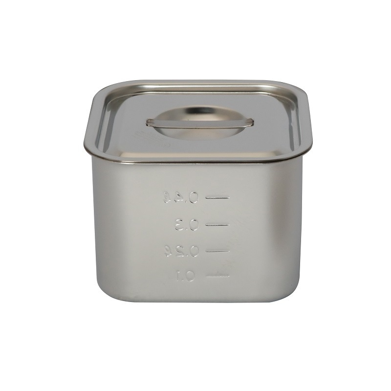 HACCP】【NSF】18-8 浅型角キッチンポット 目盛付 1.9L SH-4214