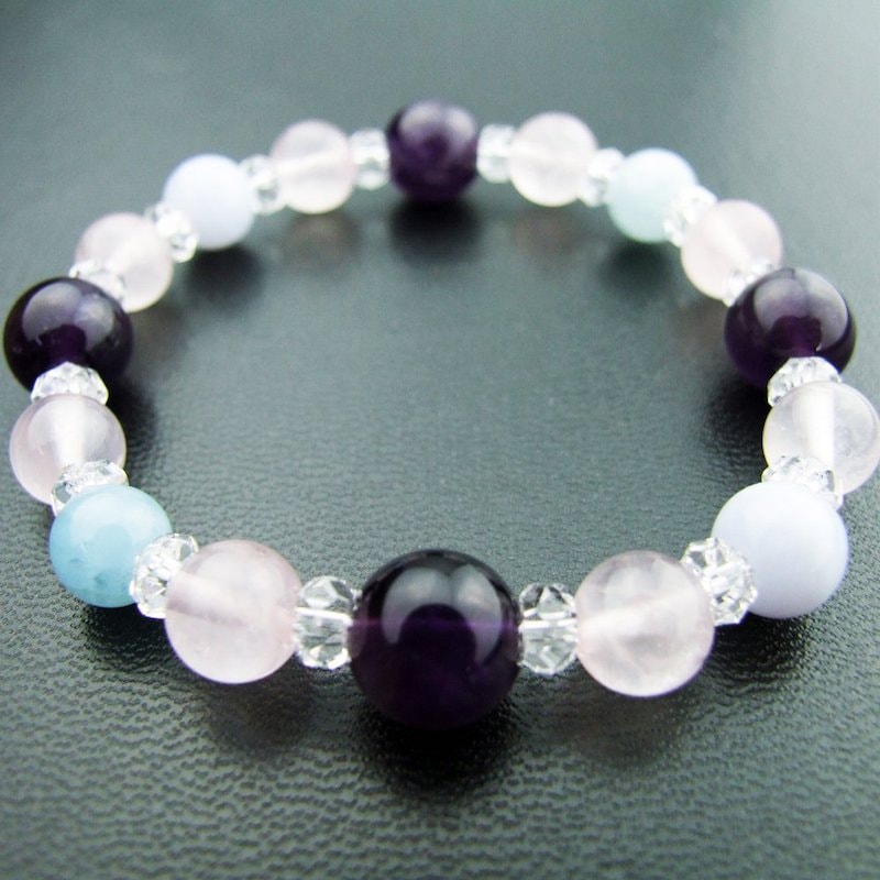 縁結び・良縁・恋愛成就 アメジスト アクアマリン ペアブレスレット