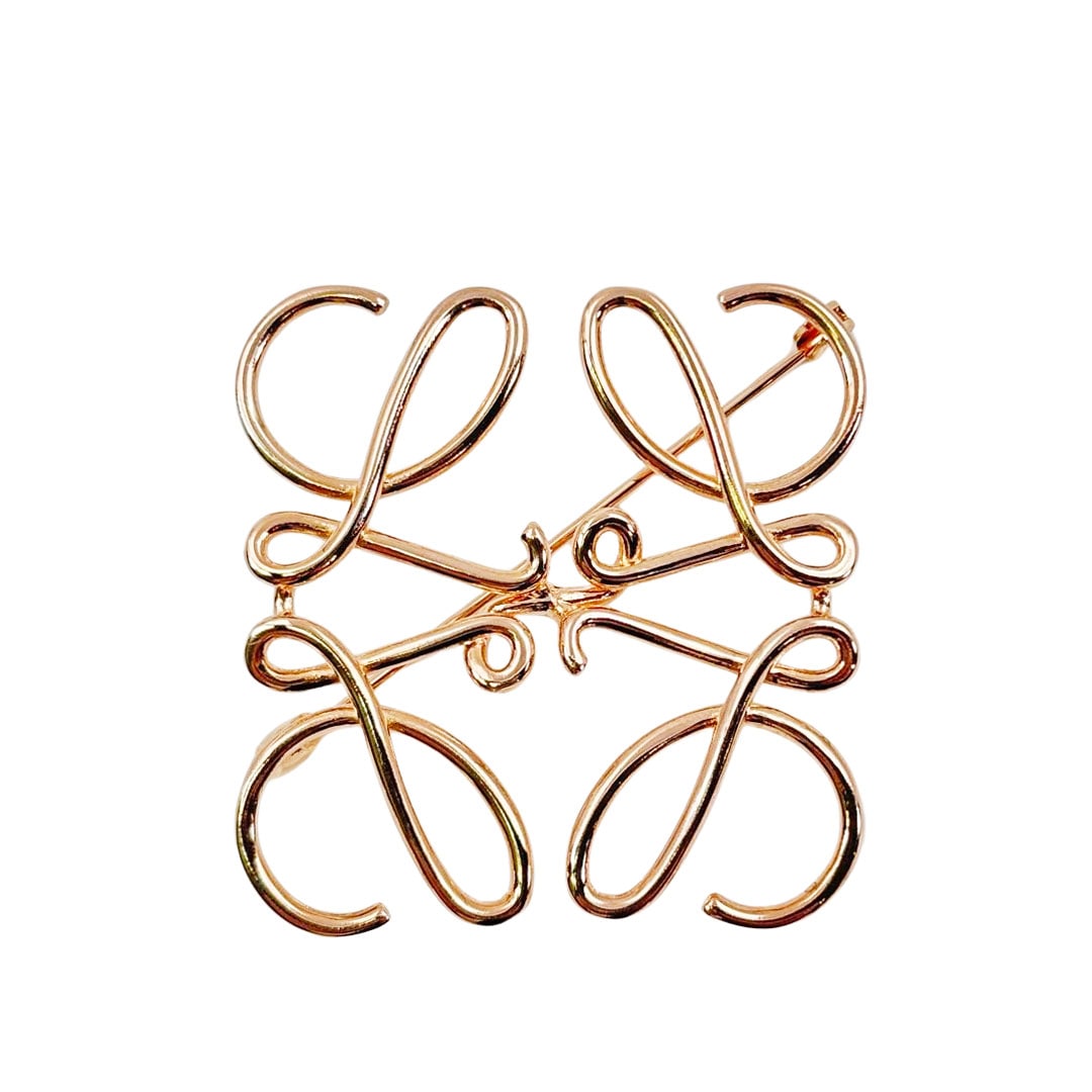 LOEWE ロエベ アナグラムブローチ メタル ローズゴールド