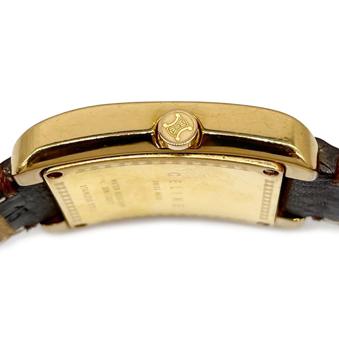 CELINE セリーヌ レディース腕時計 スクエア QZ デイト レザーベルト