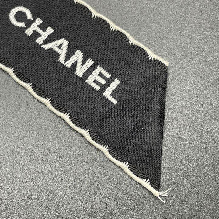 CHANEL シャネル リボンブローチ サテン ブラック ホワイト