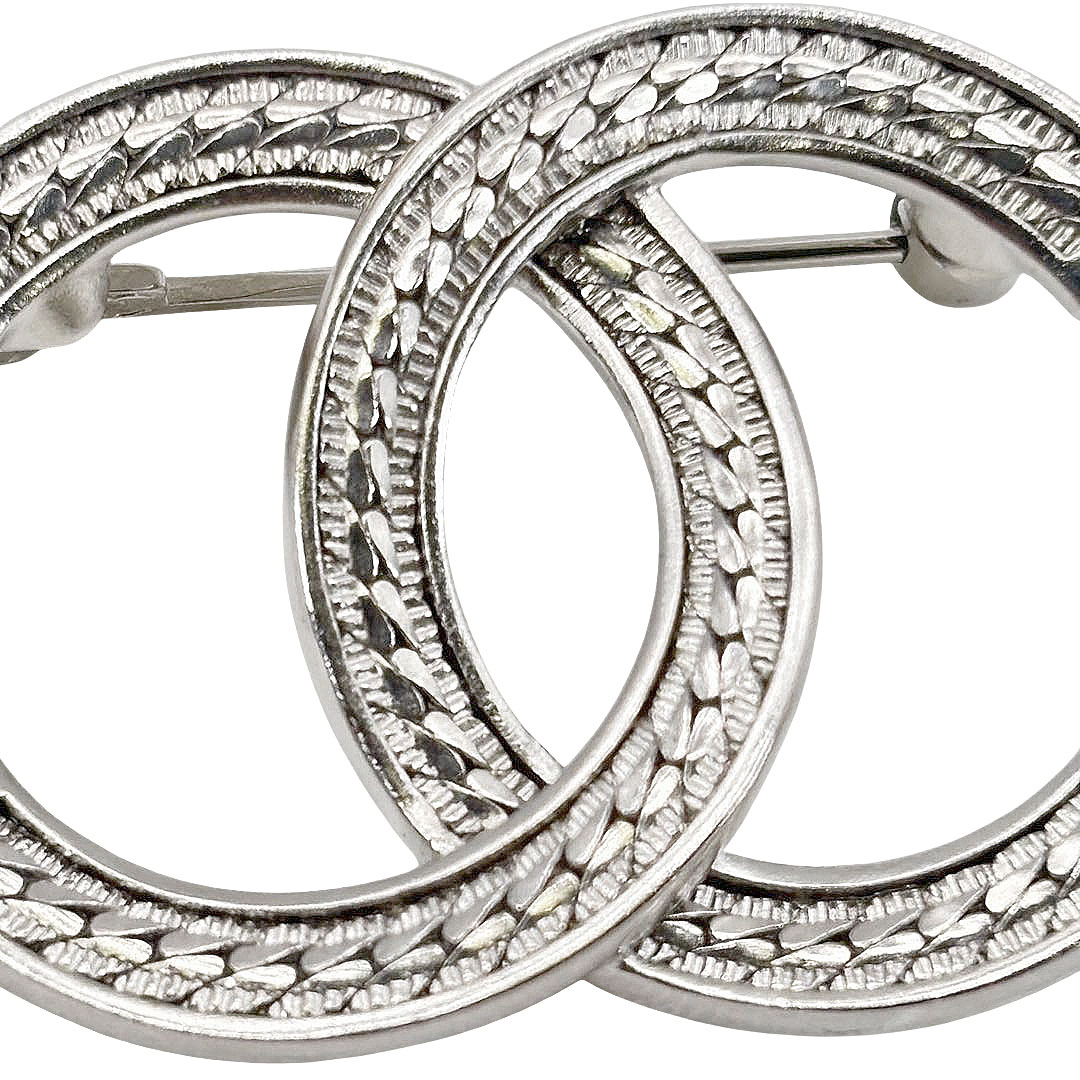 CHANEL シャネル ブローチ ココマーク チェーンモチーフ A24B シルバー