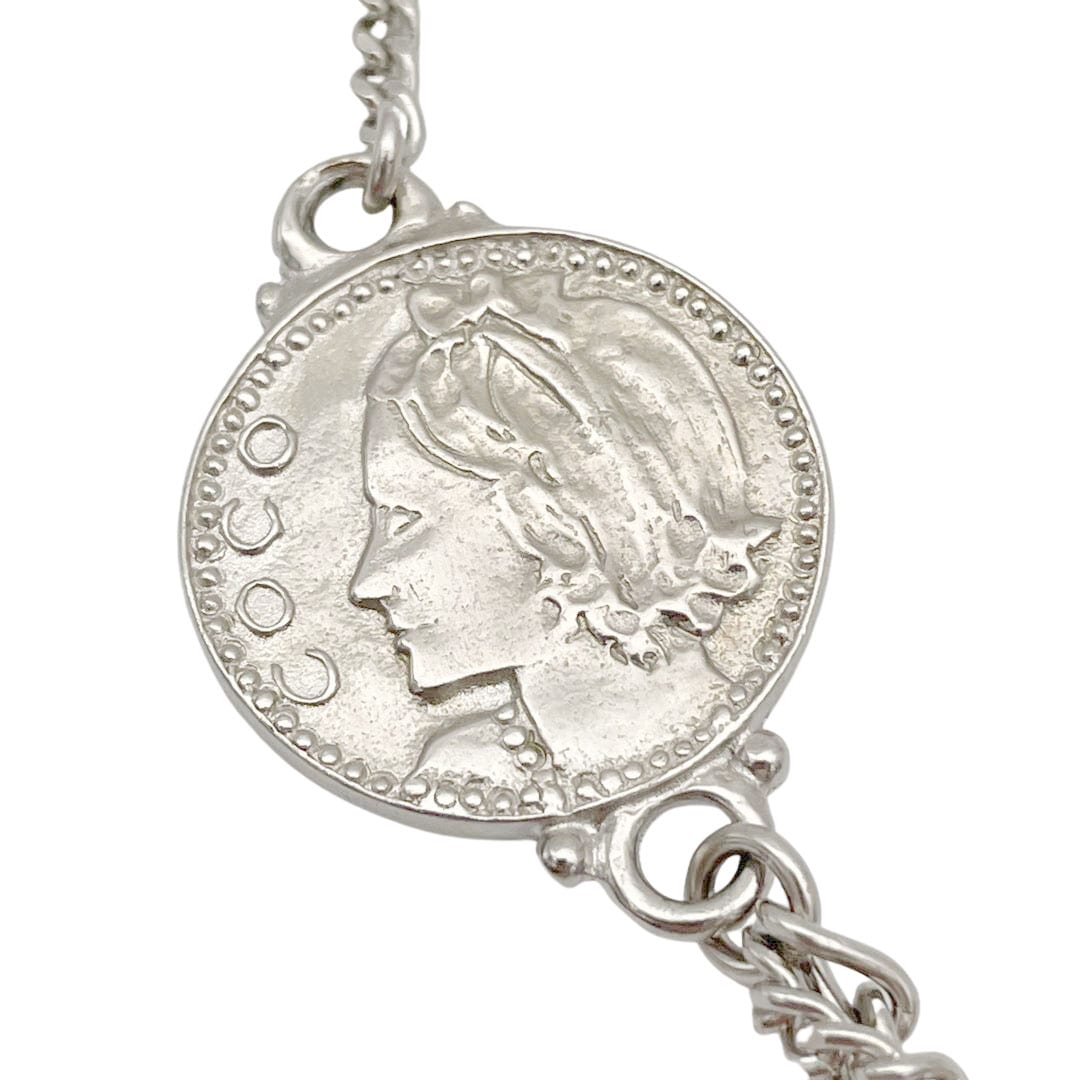 CHANEL シャネル 2連ネックレス ココマーク コイン 06P シルバー