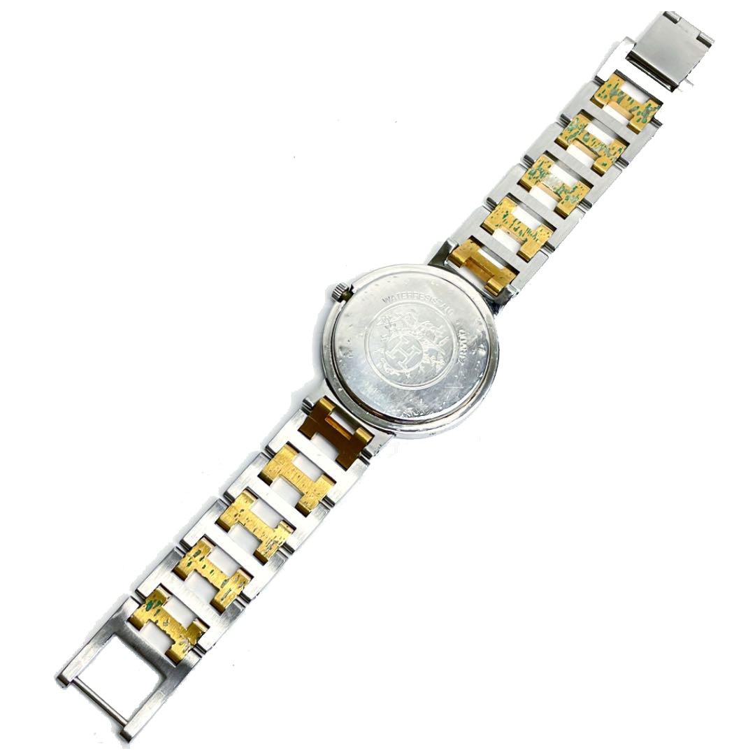 HERMES エルメス クリッパー メンズ 腕時計 コンビ GP SS ゴールド