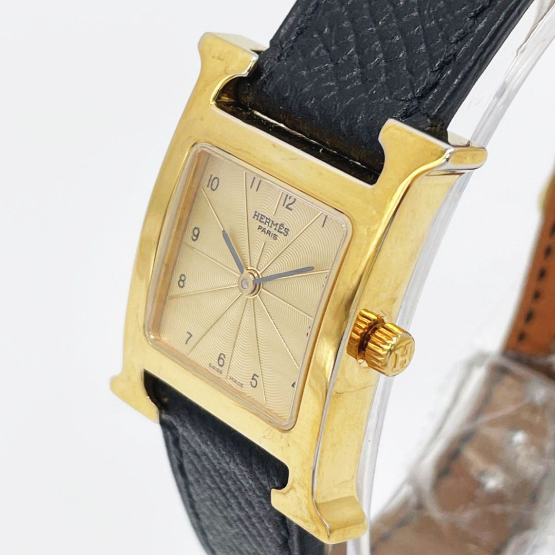 HERMES エルメス レディース腕時計 Hウォッチ QZ レザーベルト