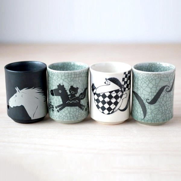 大堀相馬焼 松永窯 KACHI-UMA 選べる4つセット 二重湯呑み | すべての
