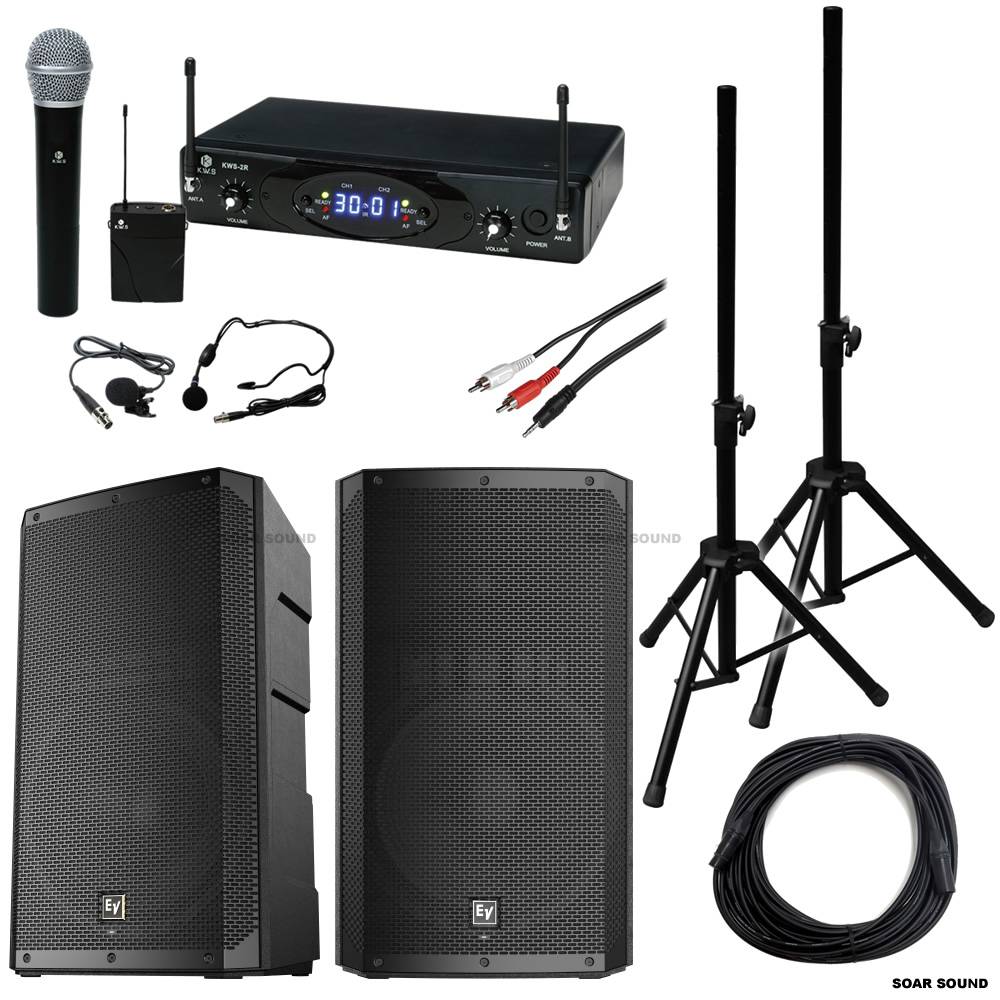 大音量 2400W 相当 KWS ワイヤレスマイクセット EV アクティブ
