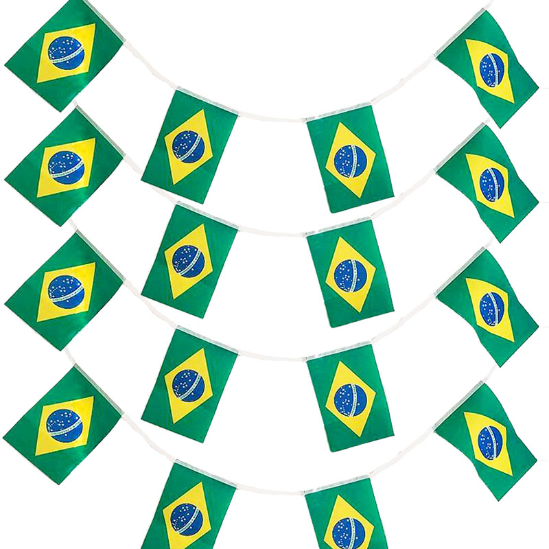 ブラジルフェスやイベントに！ブラジル国旗20枚飾り 繰り返し使える万