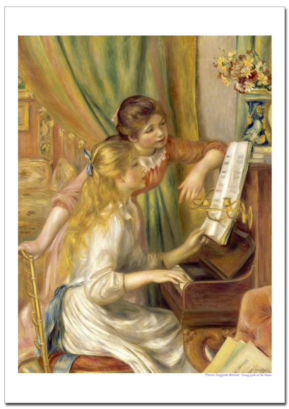 ルノワール ピアノを弾く二人の少女 ジクレーアートポスター