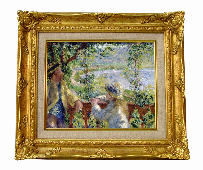 ルノワール 湖の傍で ジクレーキャンバス複製画 額装品