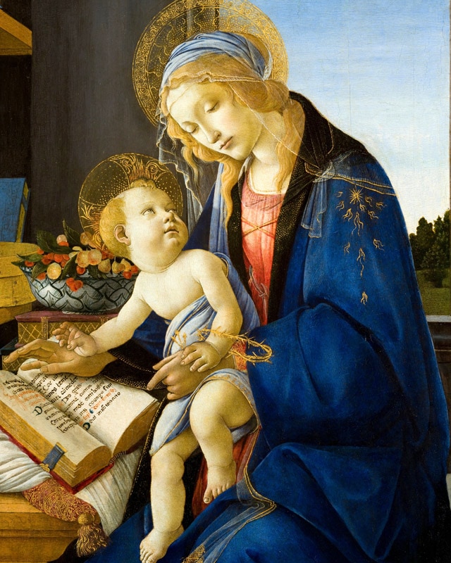 ポッティチェリ 聖母子(書物の聖母） ジクレーキャンバス複製画 額装品