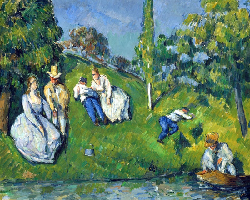 セザンヌ 池のほとり ジクレーキャンバス複製画 額装品