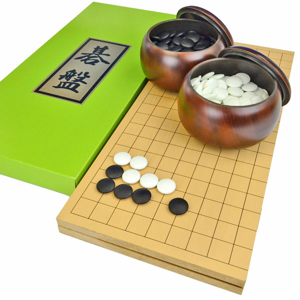 囲碁セット 新桂5号折碁盤セット(ガラス碁石梅・プラ碁笥銘木大) | 折