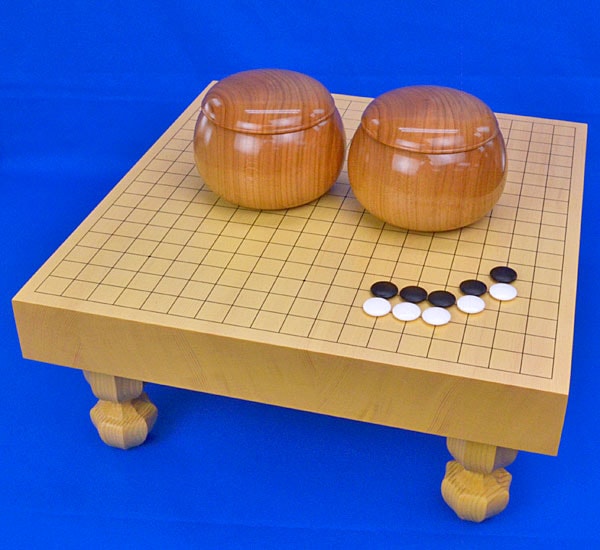 囲碁セット 新かや2寸ハギ足付碁盤セット(蛤碁石28号・欅碁笥特大