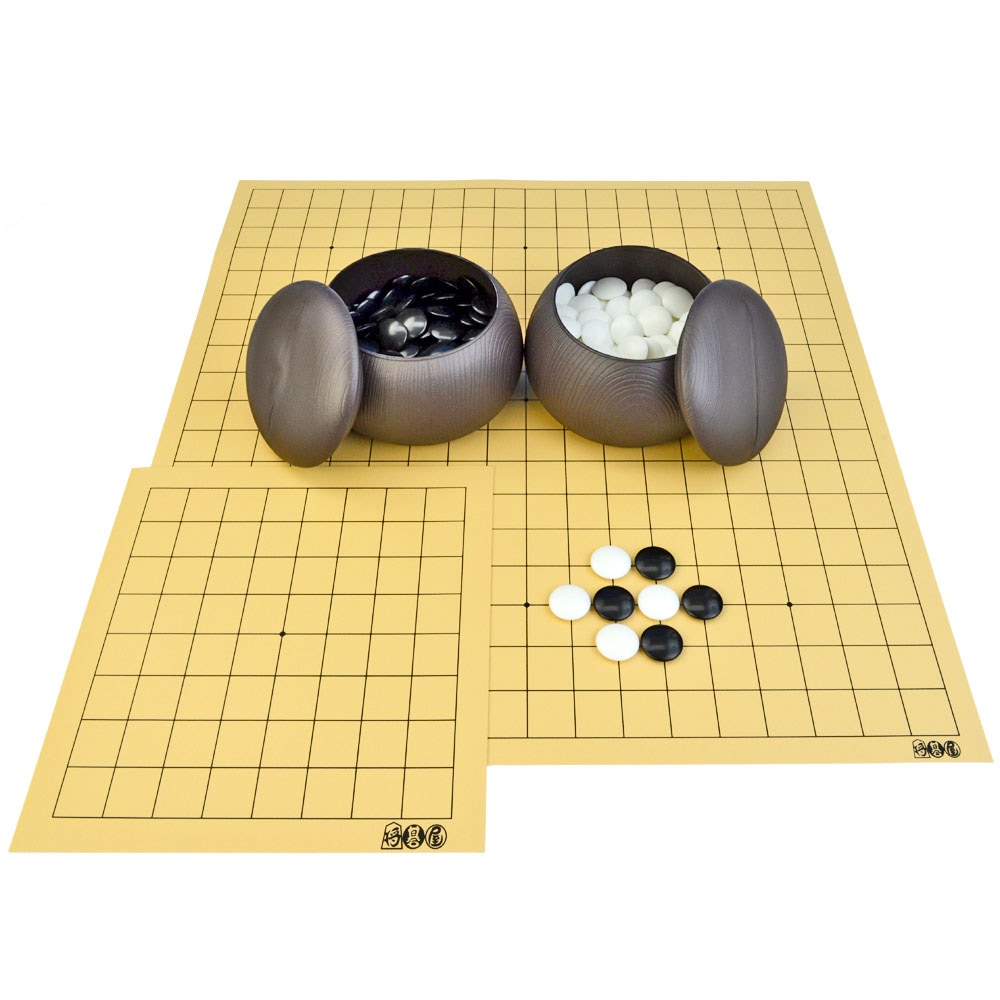 囲碁セット 将碁屋マット9路19路2枚組囲碁盤セット(プラ碁石) | 塩ビ