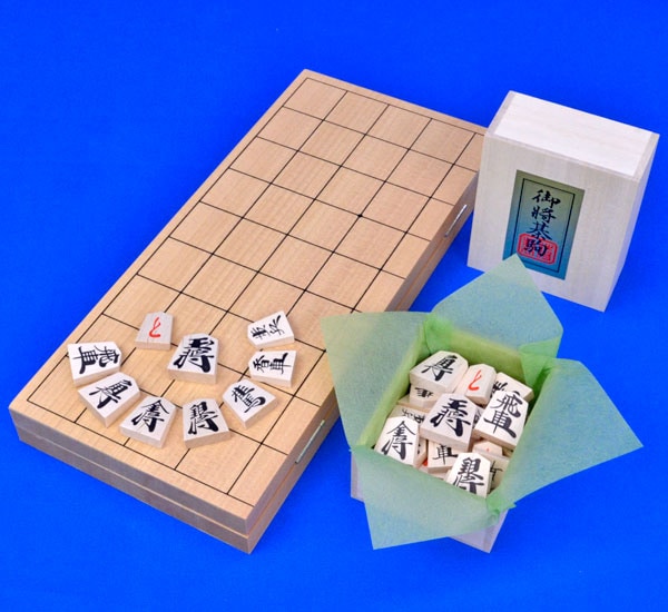 将棋セット 新桂6号折将棋盤セット(木製将棋駒優良押し駒) | 折将棋盤
