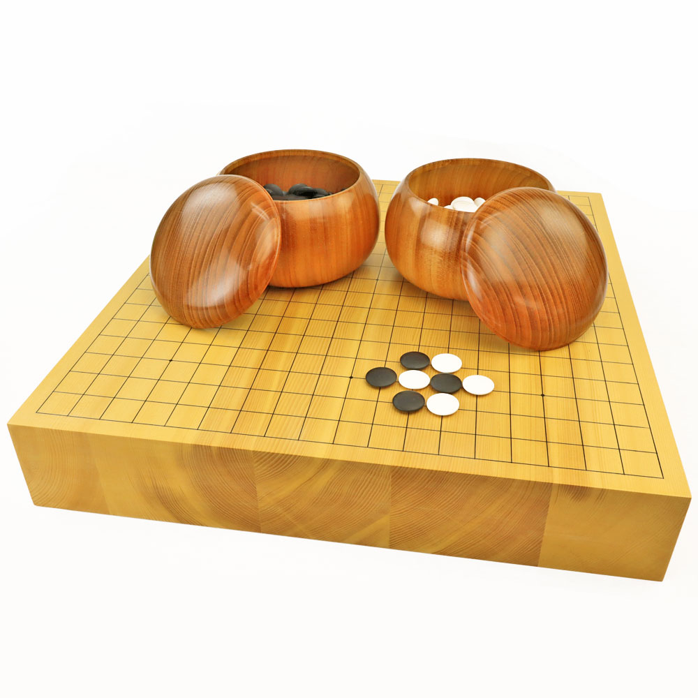 囲碁セット 日向産本榧2寸5分ハギ卓上碁盤セット (蛤碁石28号・欅碁笥