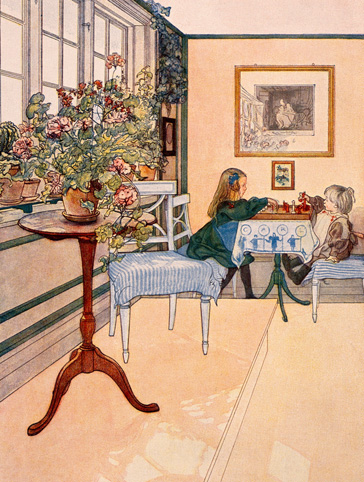 The chess game | カール・ラーション Carl Larsson | 絵画・イラスト