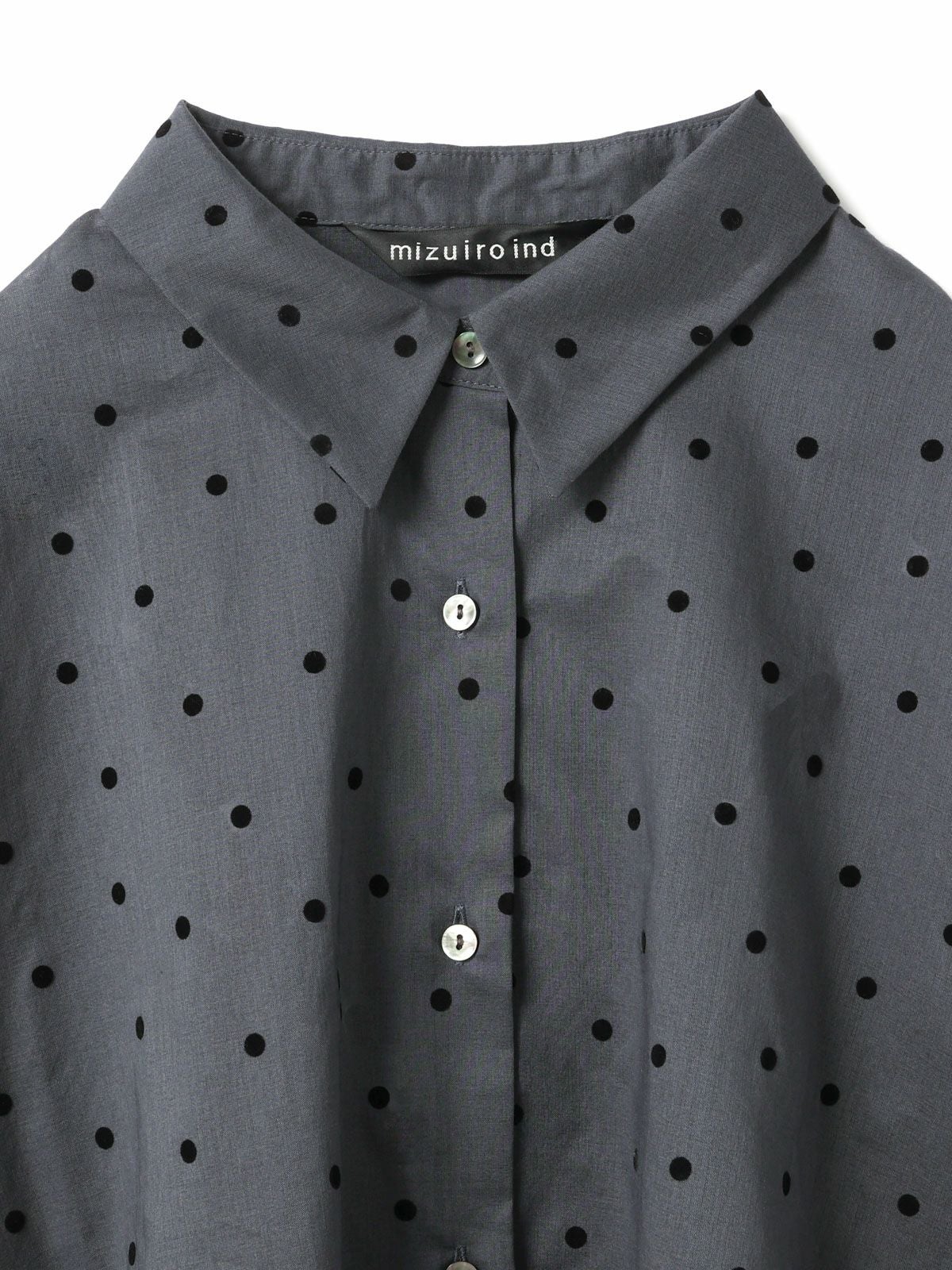 3/9(月)正午販売終了】mizuiro ind フロッキードットプリントシャツ