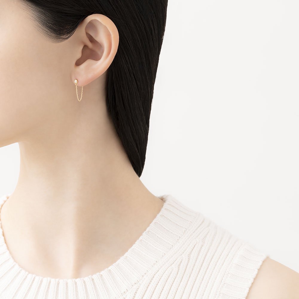 願い星 スタッドチェーンピアス【K18YG】