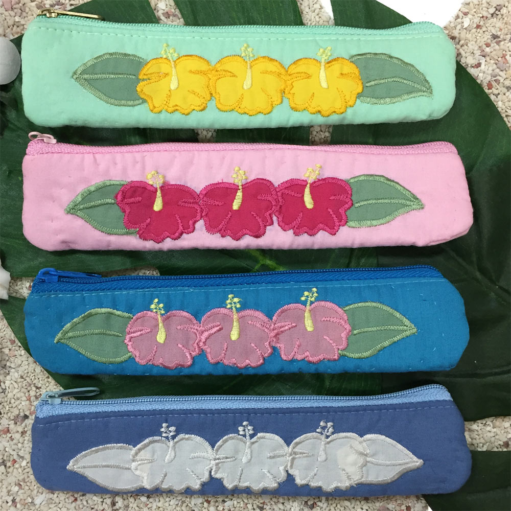 ハワイアンキルト Hawaiian Quilt ハイビスカス スリムペンケース /筆