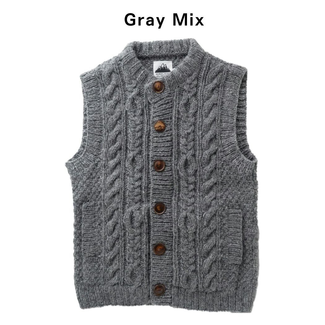 ヒマラヤンクライマーズハンドニット 手編み前開きベスト ニット