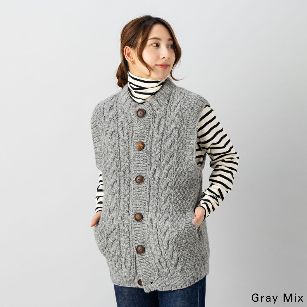 ヒマラヤンクライマーズハンドニット 手編み前開きベスト ニット