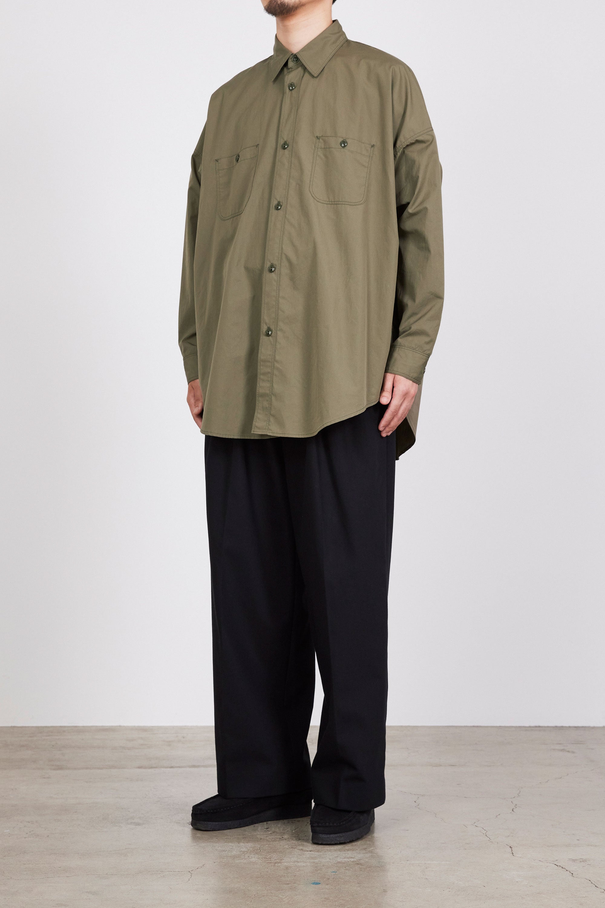 120/2オールウェザークロス / ロングテントシャツ, Sage Green – MARKAWARE