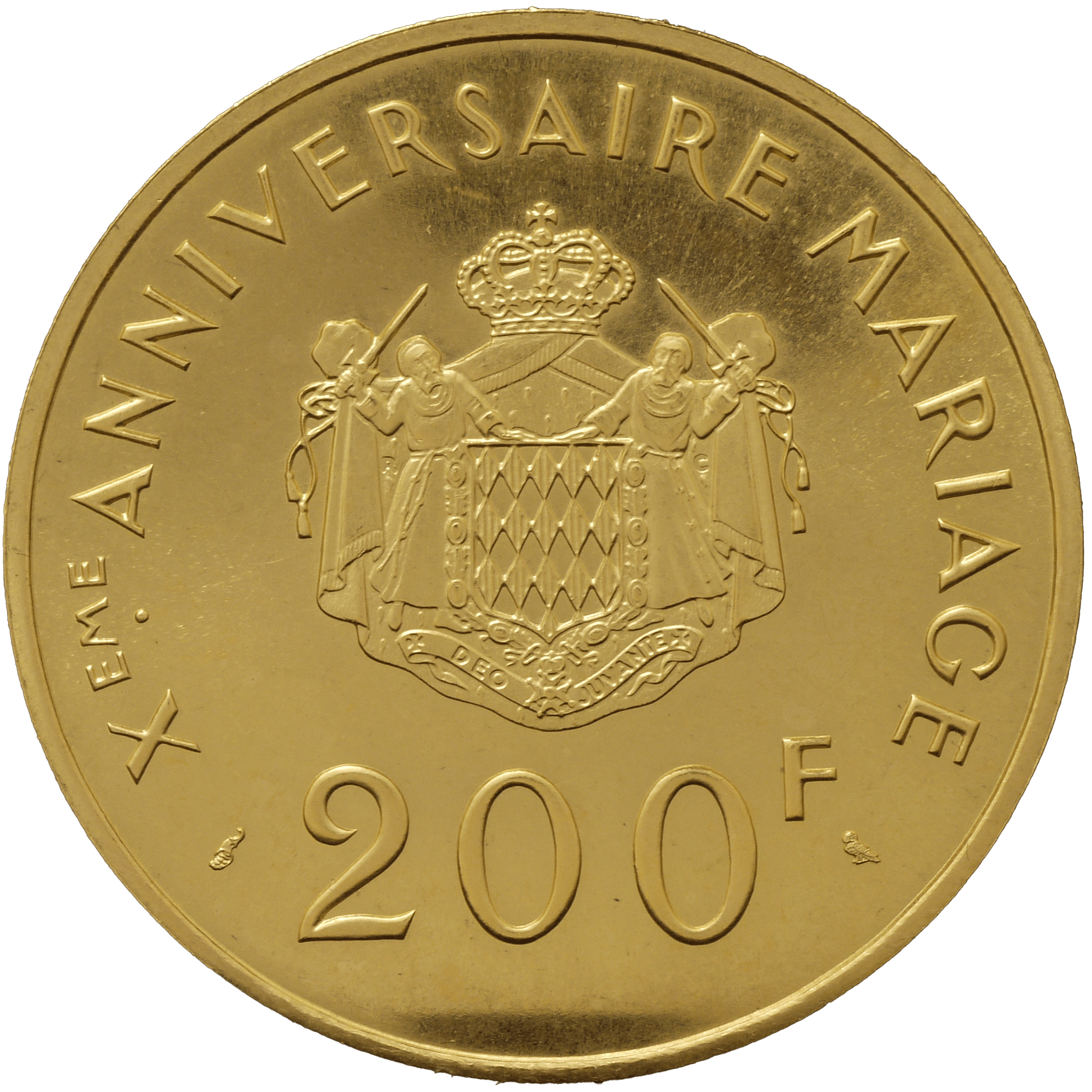 モナコ 200フラン金貨 1966年 レーニエ3世結婚10周年記念 パリ鋳｜NJ