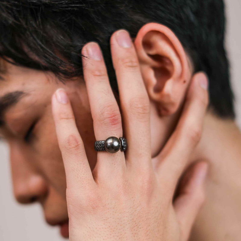 NOIR /Moitie】ノワール モワティエリング 南洋黒蝶真珠 10mmUP Silver