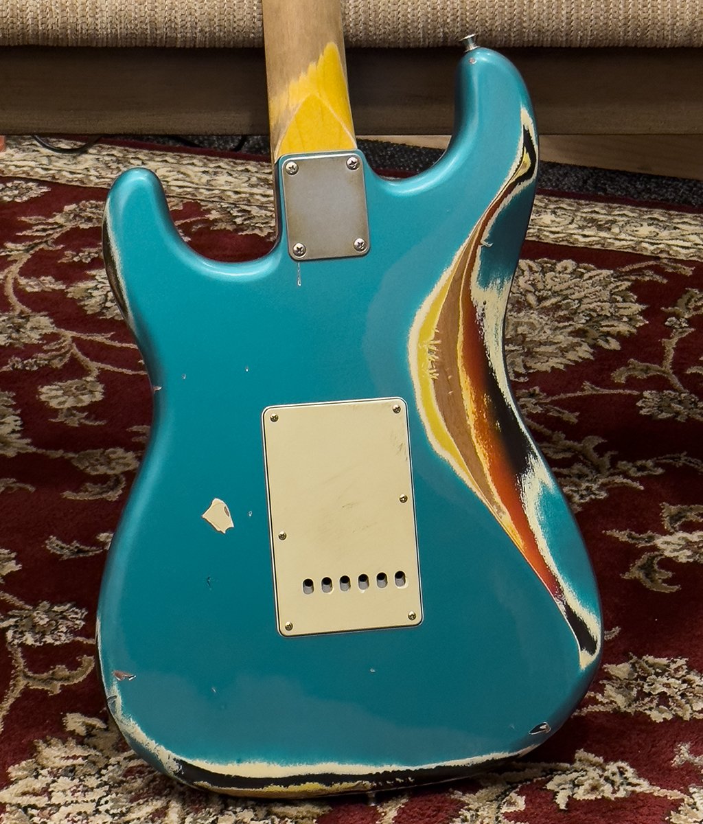 Nash S-63 Turquoise Over 3-Tone Burst Electric Guitar - Matt's