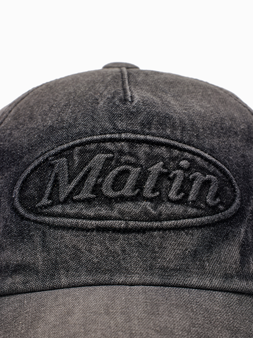 MUSINSA公式 | MATIN KIM EMBOSSED LOGO DENIM BALL CAP IN BLACK