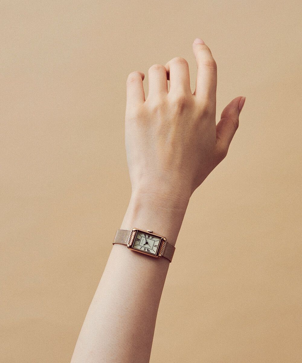 MATOW マトウ TSUKI 朧月 / SQUARE ROSE GOLD MESH レディース 腕時計